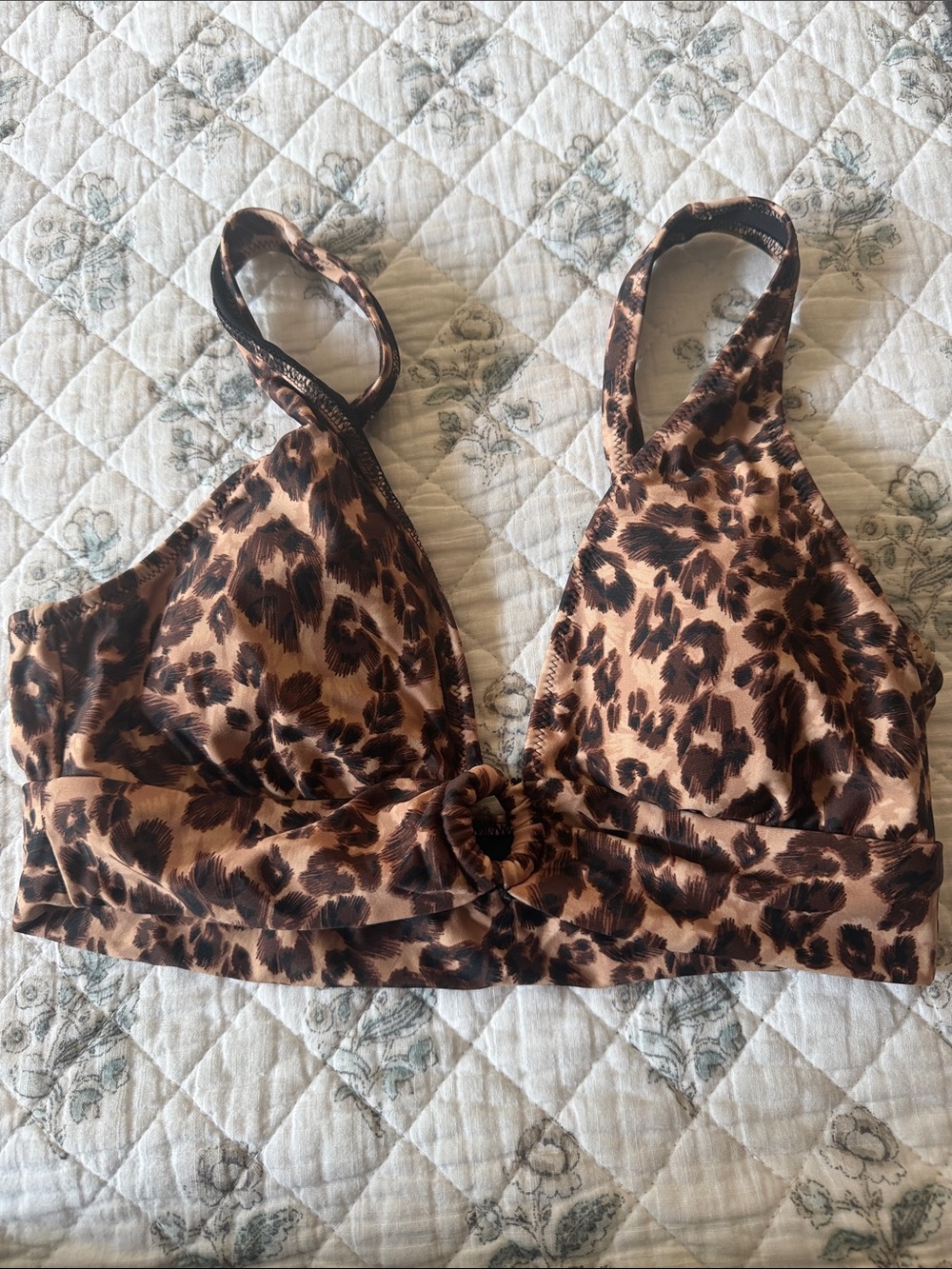 aerie Leopard Print Brown & Black Swim Top